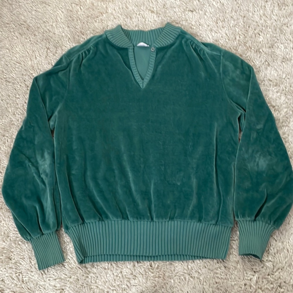 Vintage 80s velour v neck sweater